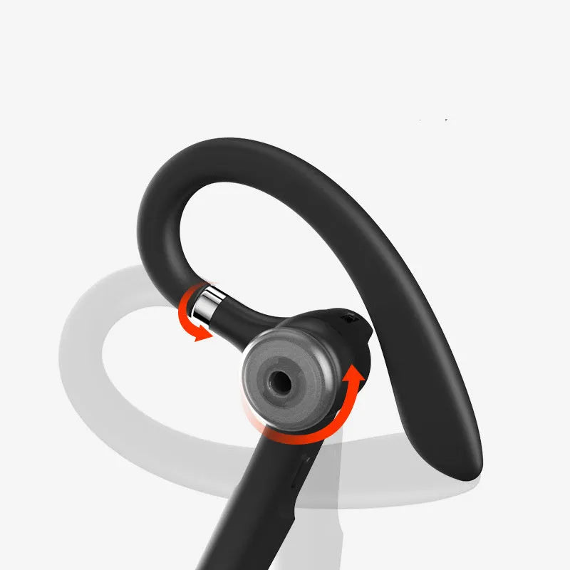Black mono Bluetooth headset with over-ear hook and active noise cancellation, IPX6 waterproof rated