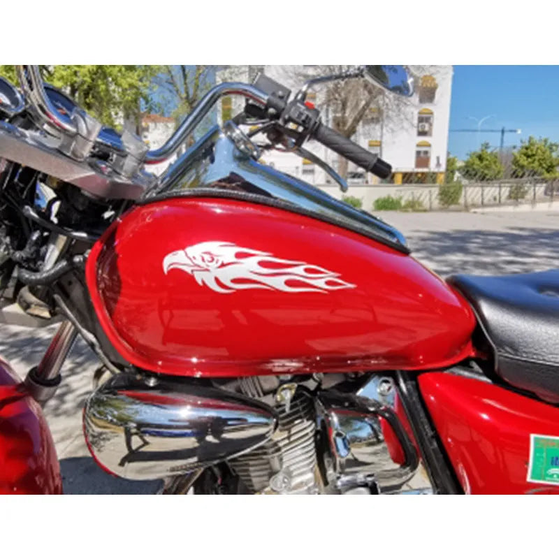 Reflective car sticker with eagle flame design in black colour, PET material, 20x4.7cm