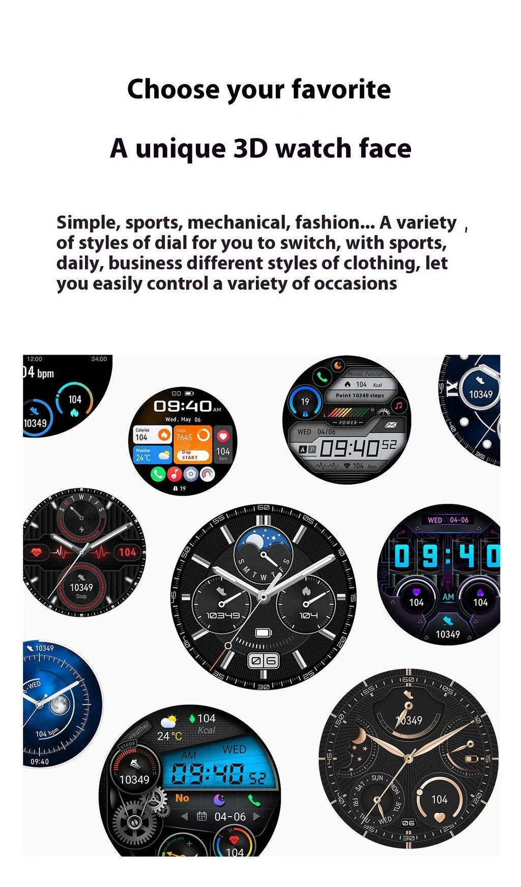Black silicone strap smartwatch with silver case vinyl, showing TFT touch screen displaying heart rate data