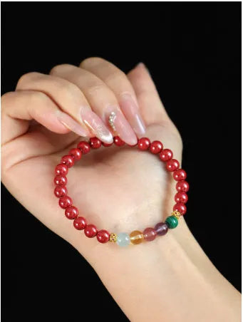 Purple gold sand quartz crystal string beads bracelet in couple design style
