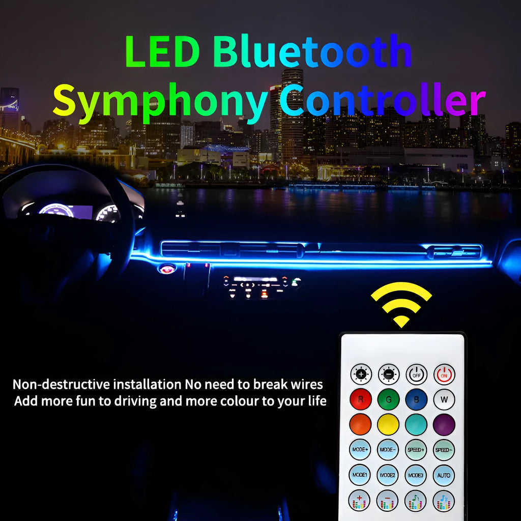 Car centre console ambience light with aluminium alloy strips and remote control