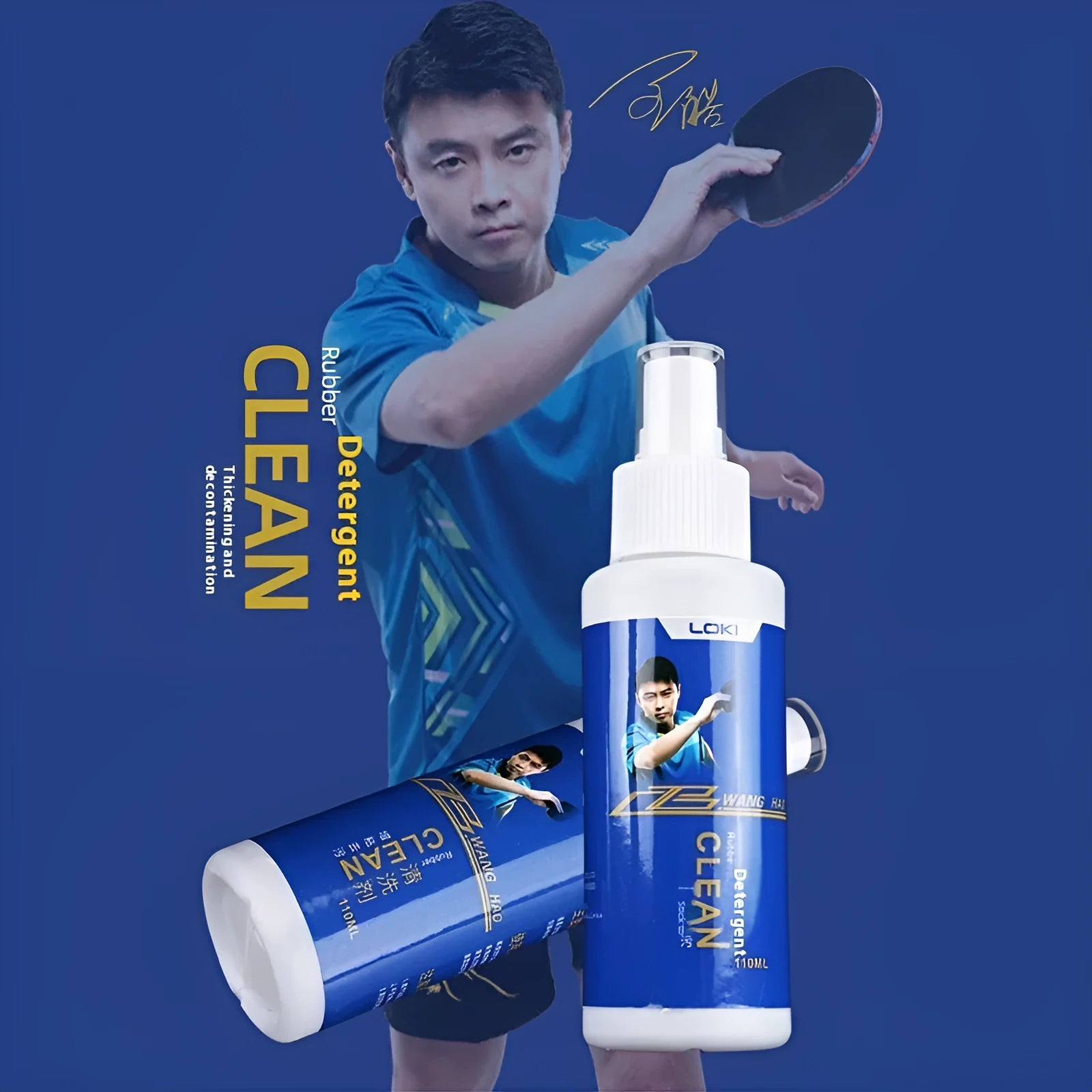 110ml table tennis blade rubber cleaning liquid bottle with sponge applicator for racket maintenance