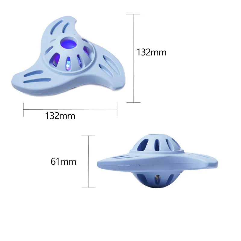 Purple and blue boomerang-shaped dog chew toy with molar texture for medium large breed dogs