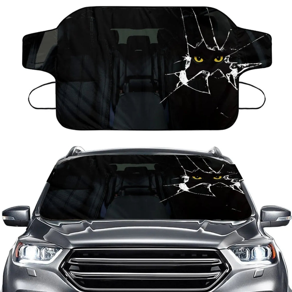 Car snow protection and sunshade cover in aluminium film fabric, size 130 by 70 cm