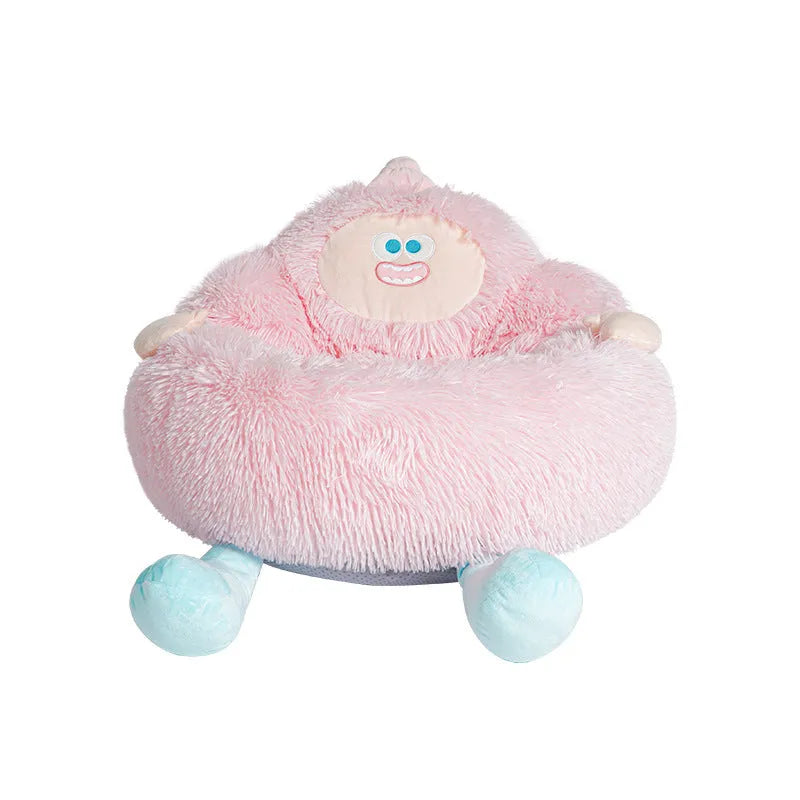 Grey or pink plush pet nest for cats and dogs in three sizes