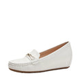 Gommino style men's slip-on shoes with height increasing insoles in black, white, and brown colour options