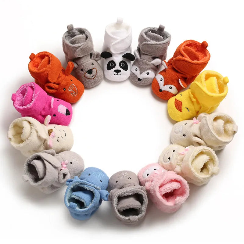 Baby toddler soft sole shoes in cotton with Velcro closure, mid-top design, neutral colour, size 12cm for autumn winter