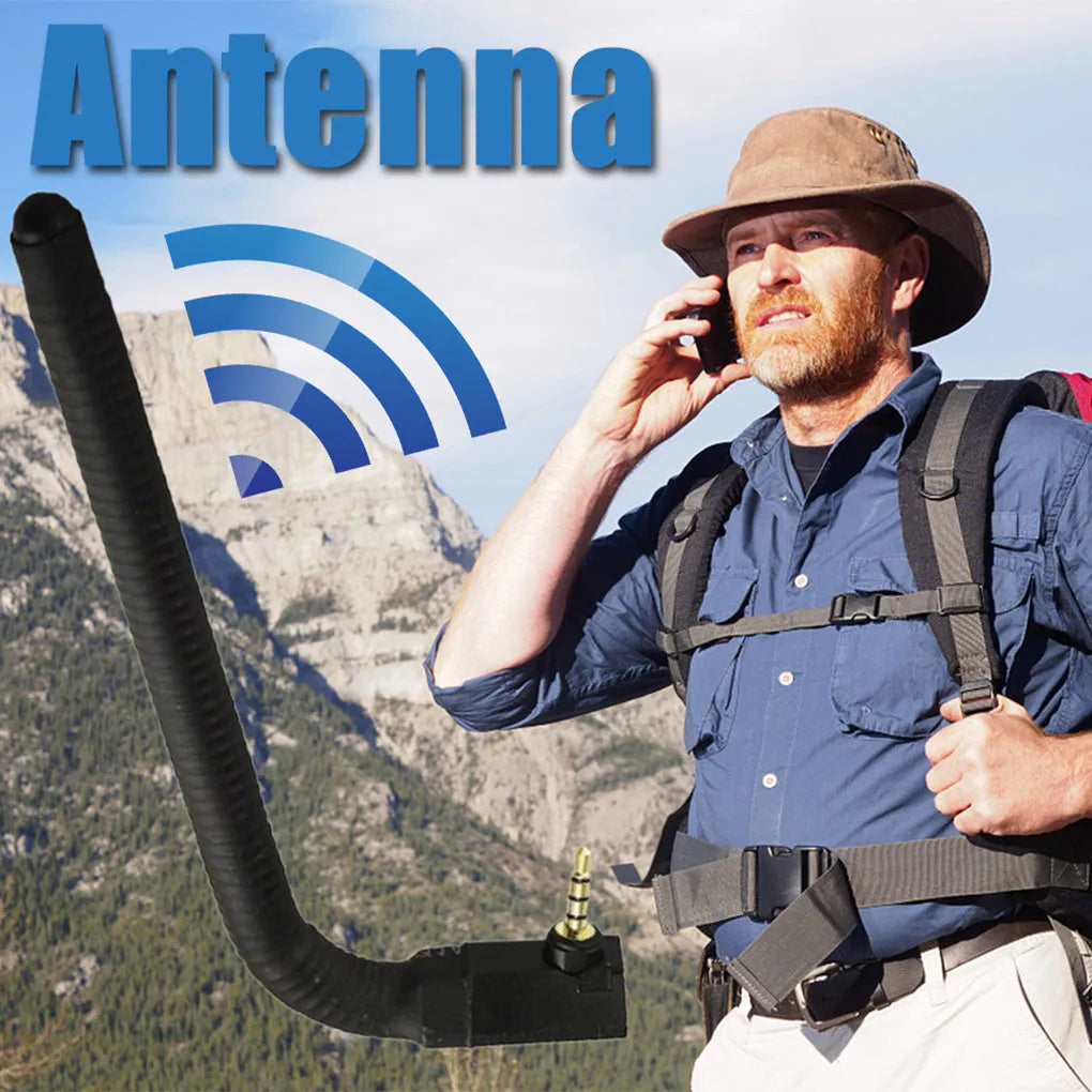 Black mobile phone signal booster antenna with magnetic mounting base, 13.6 cm long for 4G LTE networks