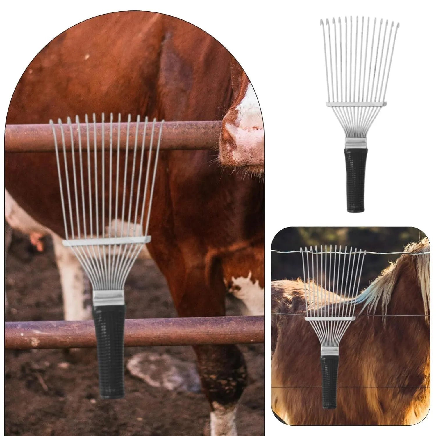 Black handled stainless steel pet grooming rake comb dematting tool 33 cm long