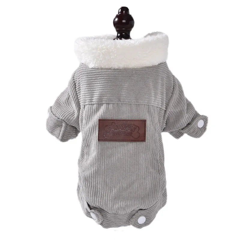 Grey lambswool dog vest with fleece lining for autumn winter warmth