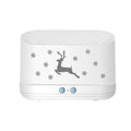 White round Elk flame effect humidifier diffuser with mist and LED light on a surface.