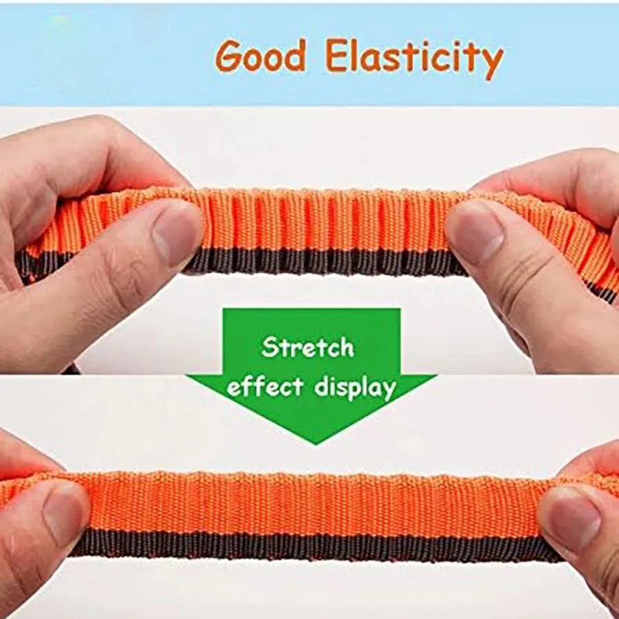 Green elastic dog training leash with metal clip for medium and large breeds