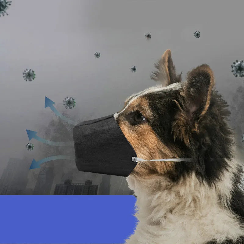 Cloth pet mouth cover muzzle for dogs and cats, sizes L M S, adjustable fit