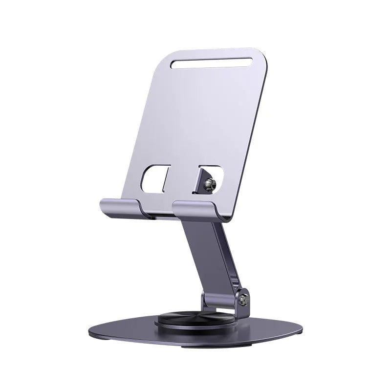 Desktop folding aluminium alloy phone stand in gun gray with rotatable head