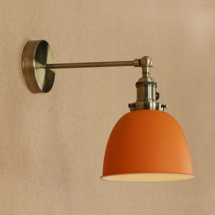 Bedroom ceiling light with iron shade in multiple colour options including pink, black, blue, gray, green, red, orange, white, and yellow