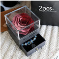 Eternal flower rose and carnation jewelry gift box measuring 8.5cm square
