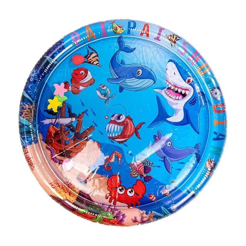 PVC inflatable water cooling mattress for pets in 100cm and 65cm sizes with aquatic graphics