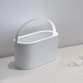 Portable pink and white makeup mirror with storage box and aluminium mirror lens