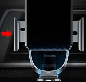 Intelligent touch sensor car phone holder in black, air vent mount, aluminium alloy and glass panel, fitting 4.0-6.5 inch phones.