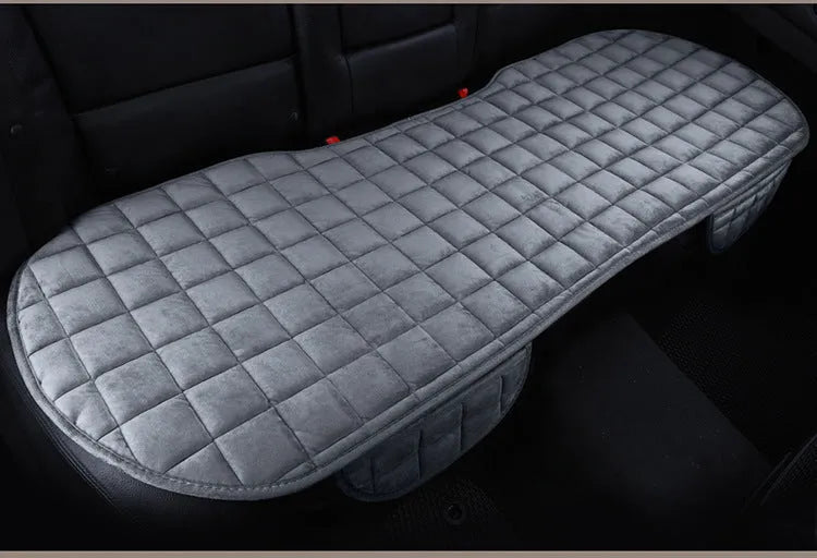Winter car cushion without backrest in plush material, two-seat style, beige colour