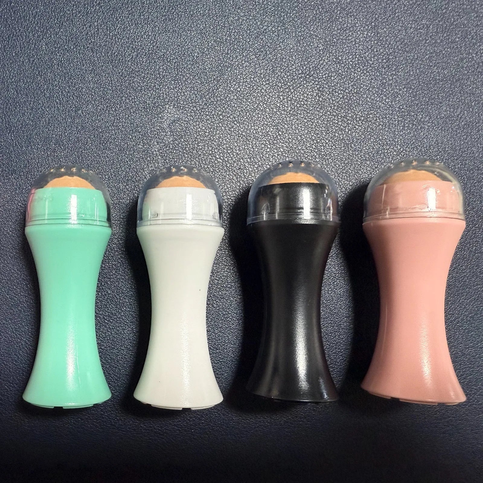 Volcanic stone reusable facial roller for oily skin control in portable compact case