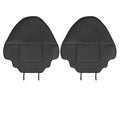 Two black leather rear seat anti kick pads measuring 68cm by 42cm for car seat back protection