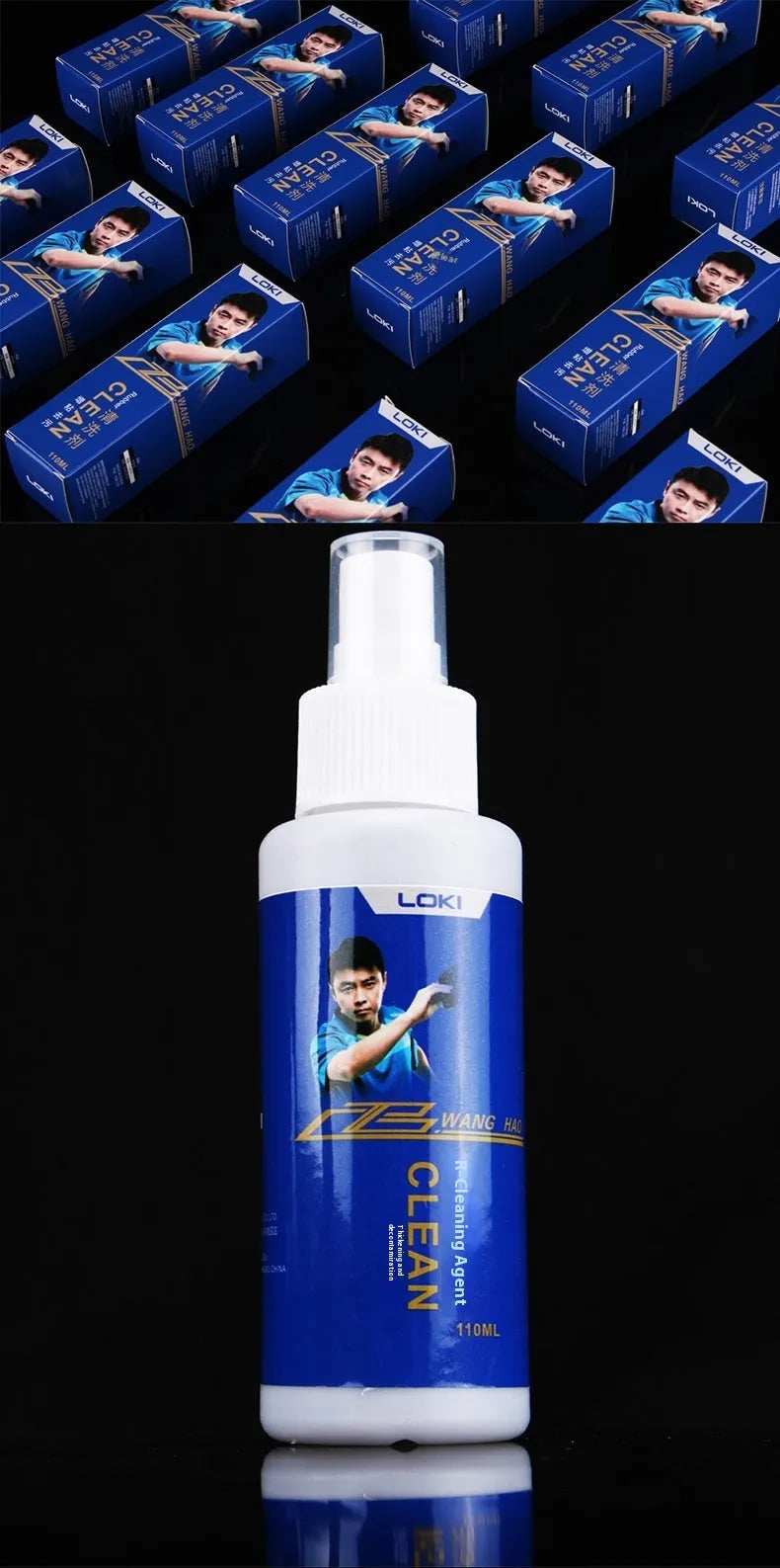 110ml table tennis blade rubber cleaning liquid bottle with sponge applicator for racket maintenance