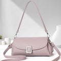 Ladies' PU shoulder handbag with crossbody strap in beige, black, coffee, khaki, purple or rubber powder colours