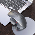 T32 wireless vertical ergonomic mouse in black matte texture showing aluminium side roller and vertical orientation.
