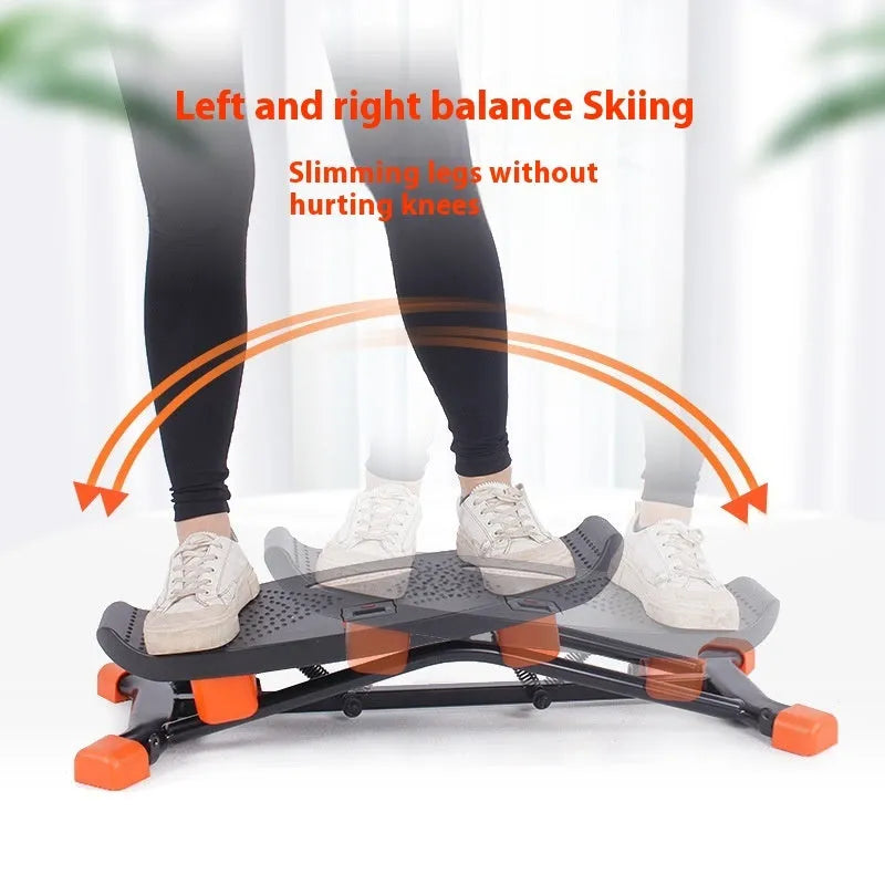 JS101A mini fitness skiing machine compact home exercise equipment with elastic hand straps