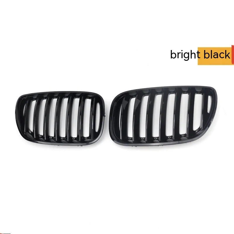 Pair of bright black ABS plastic BMW X5 E53 medium mesh front grille inserts