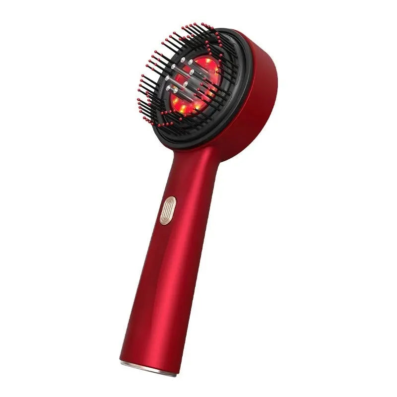 Handheld electric head massager with Bian stone comb and red light, in Dyson grey colour