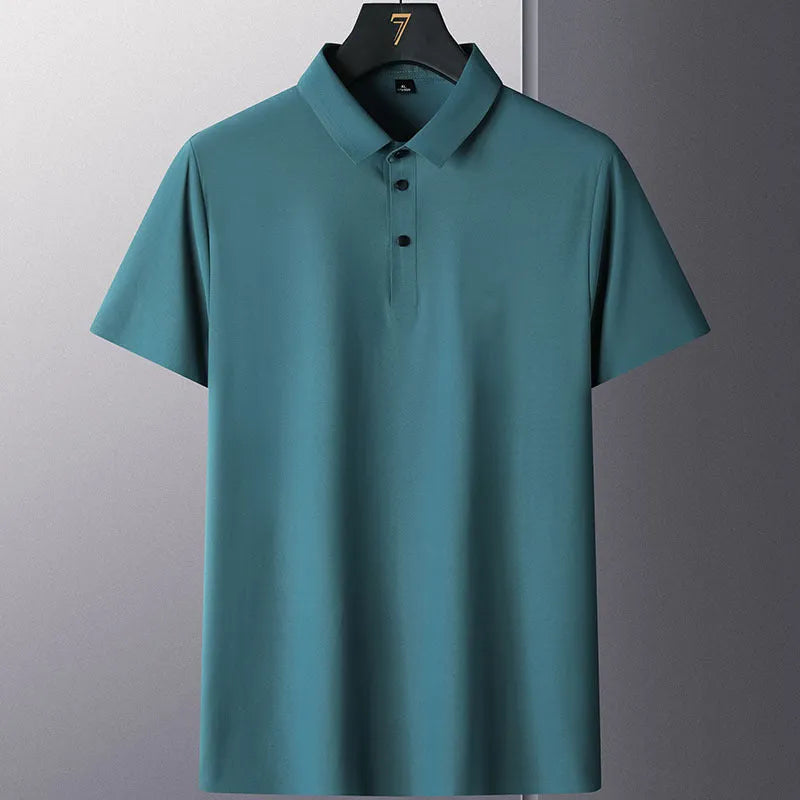 Non-ironing solid colour men's short sleeve business casual top in nylon fabric
