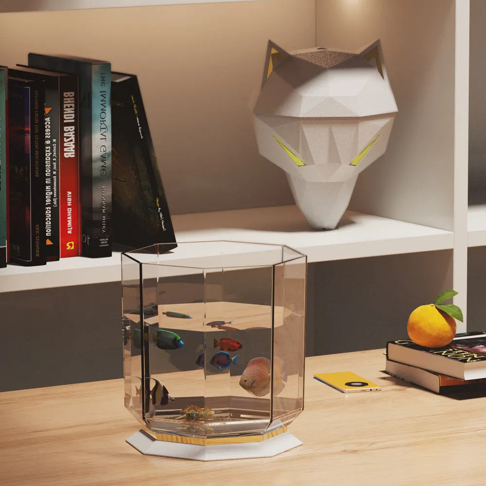 Black and white desktop humidifier with colourful lights and USB cable