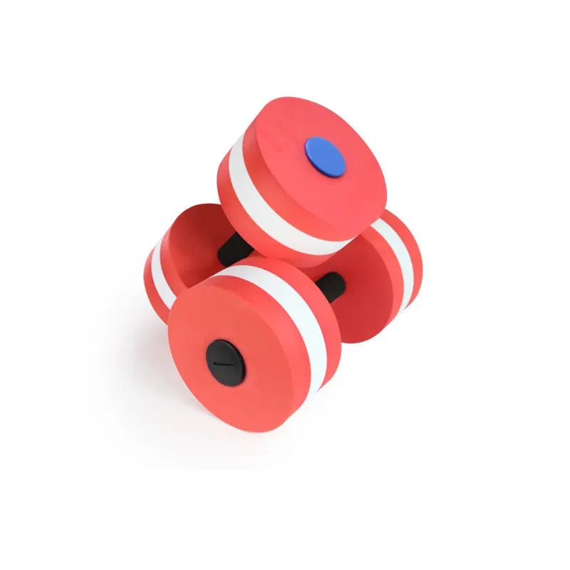 2Pcs water aerobics dumbbells in rose red EVA, 15cm, snap-type pair for swimming and pool fitness