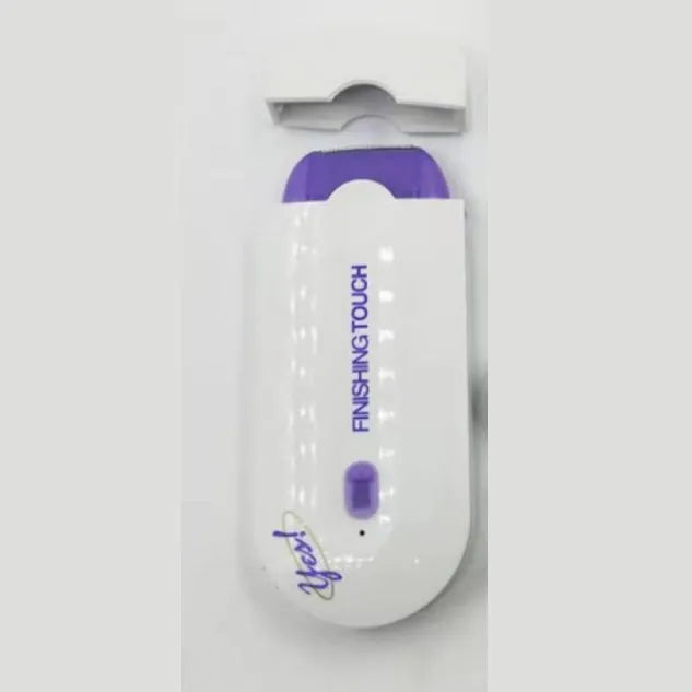 Silver electric hair removal shaver with USB charger cord, trimmer head, foil head, and cleaning brush on a white background.