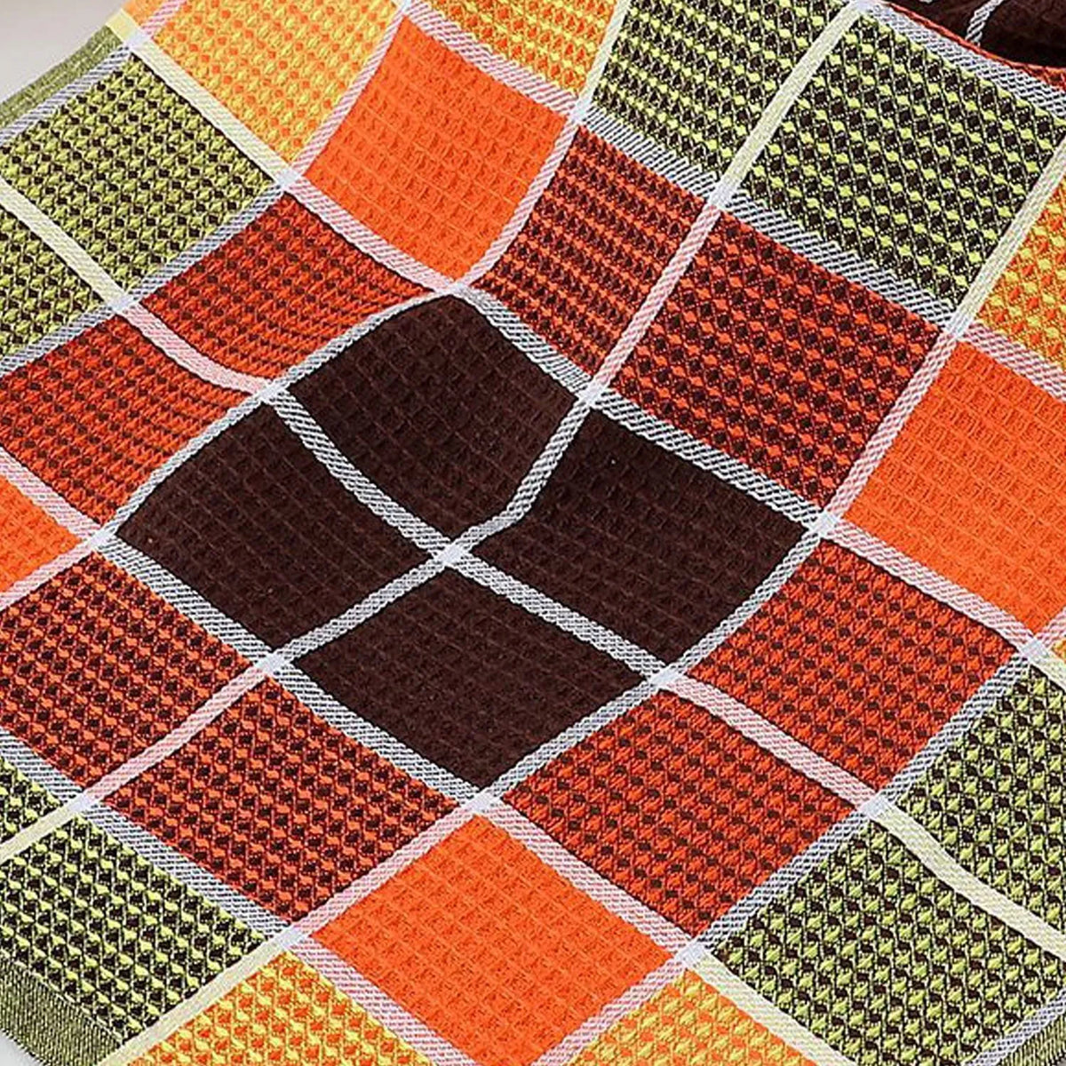 Cotton yarn plaid kitchen dish towel, placemat and rag in blue, brown, green or pink, 38x64cm or 42x68cm
