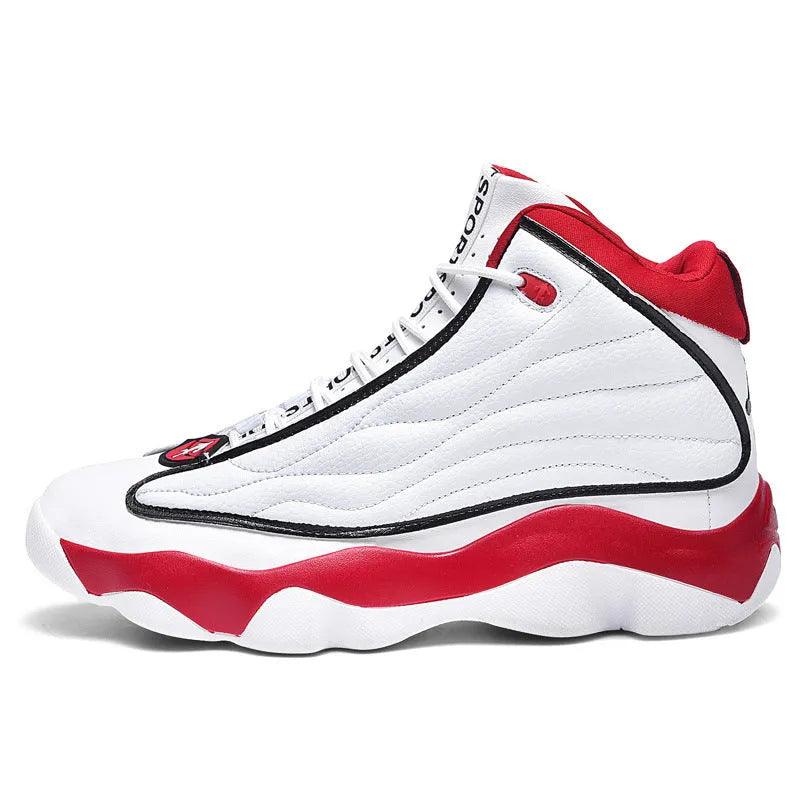 Casual basketball shoes with mesh upper, thick rubber sole, and high-top design in AJ13 colour options