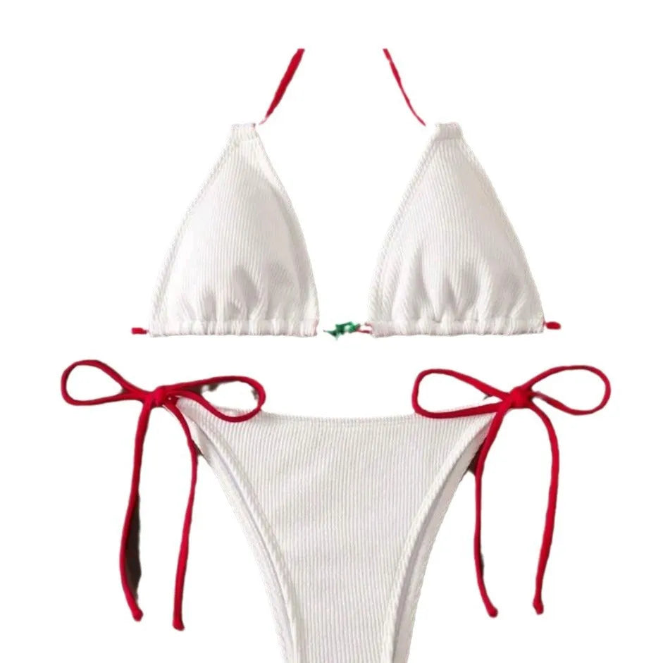 Nylon bikini swimsuit briefs in a solid colour on a mannequin