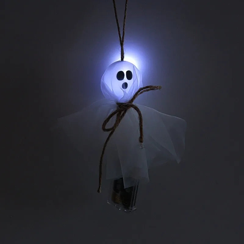 Halloween ghost LED lighting chain with colourful bulbs and battery box