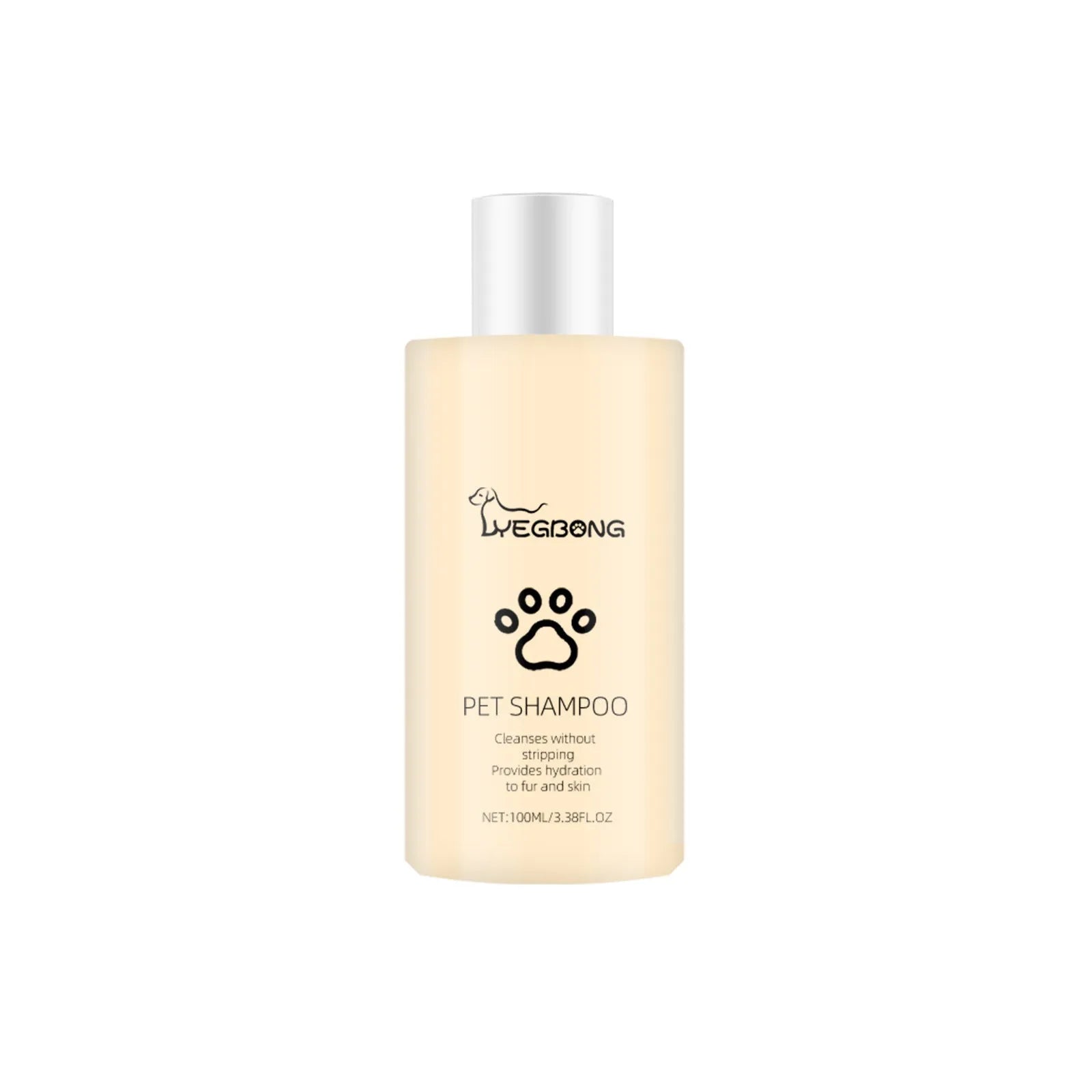 Bottle of mild pet shampoo for dogs and cats, showing 100ml and 300ml size options.