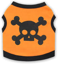 Blue Halloween skull bones pattern dog vest on a small dog