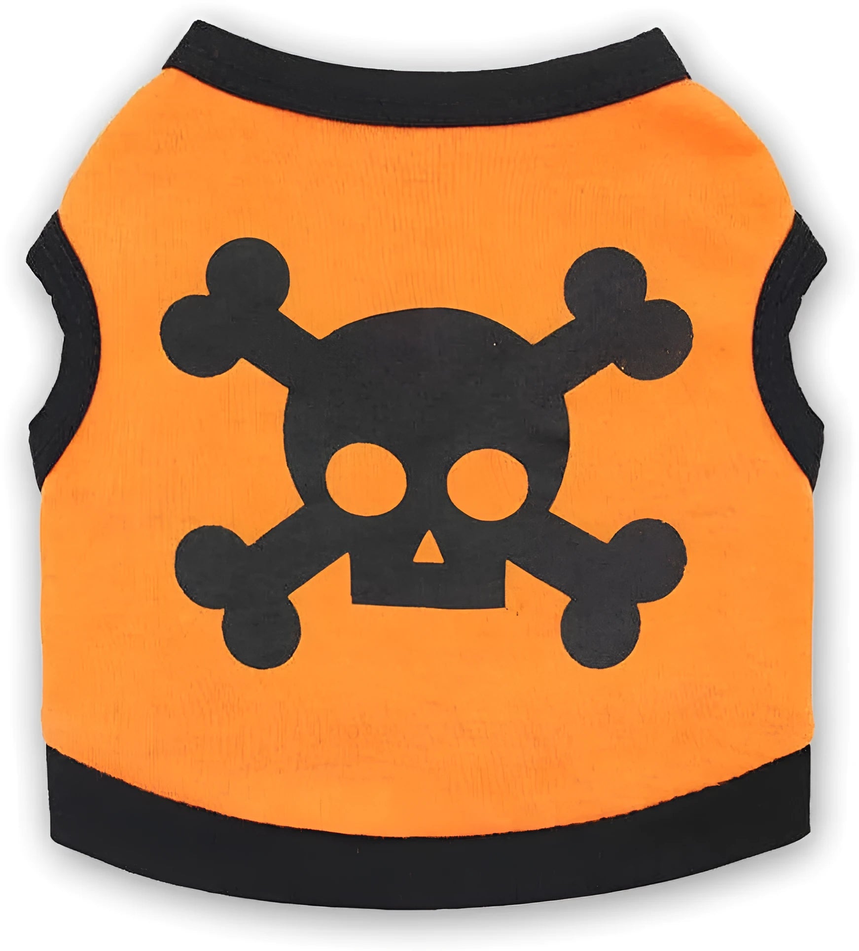 Blue Halloween skull bones pattern dog vest on a small dog