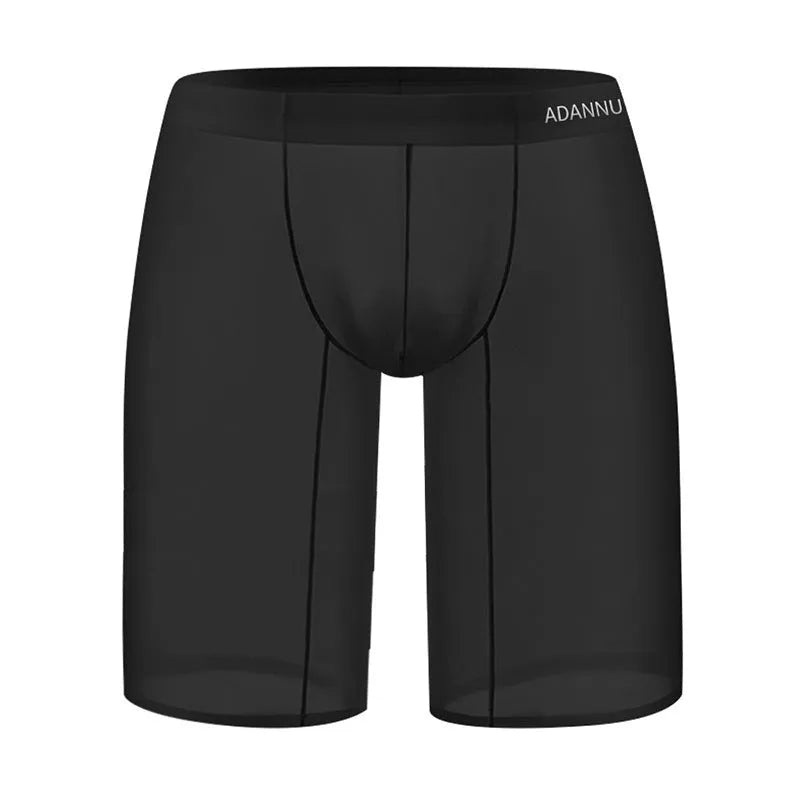 Men's mesh home shorts in black nylon fabric with seamless construction