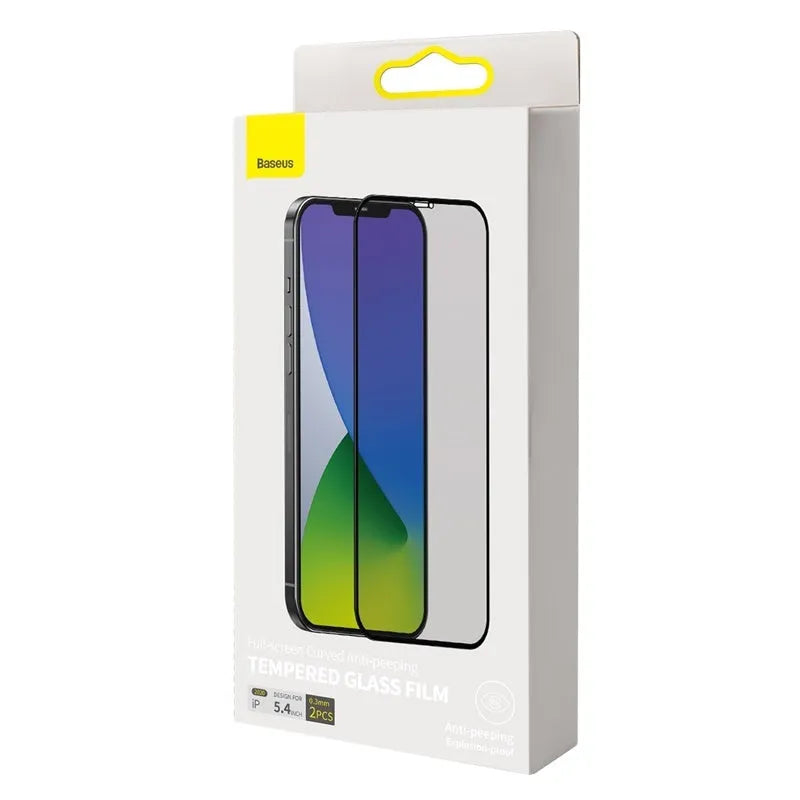 0.3mm black curved privacy tempered glass screen protector for iPhone 12 mini 5.4 inch with cleaning bag