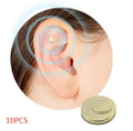 Gold quit smoking magnet earrings set with two sizes 0.5cm and 0.8cm on ear for auricular acupressure therapy