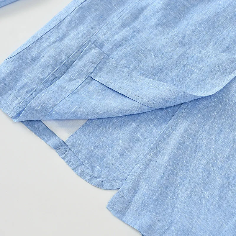 Men's thin linen suit coat in solid colour with stick pockets, available in multiple colours and sizes