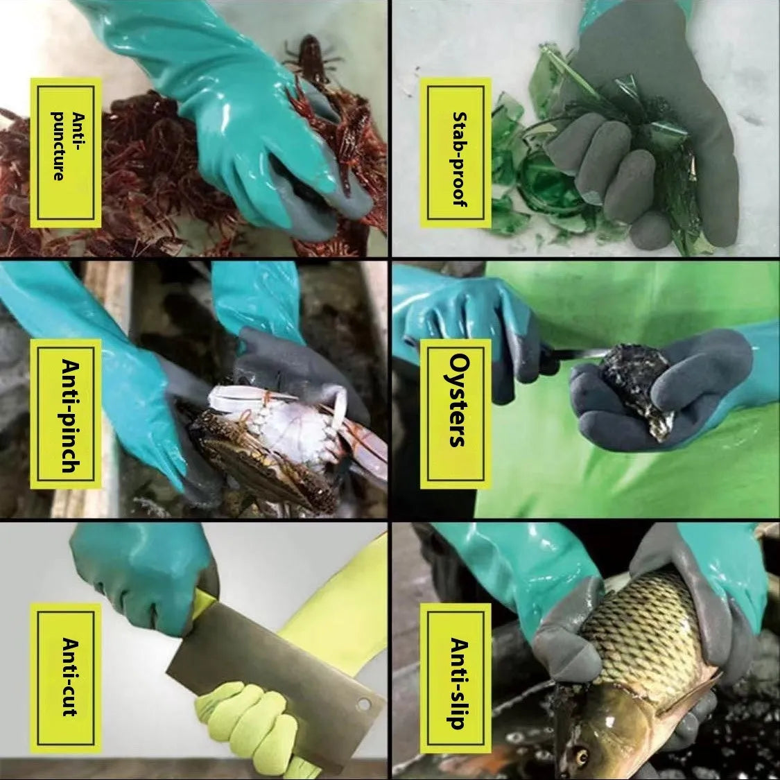 Women's navy blue extended length nitrile gloves for fishing and marine protection