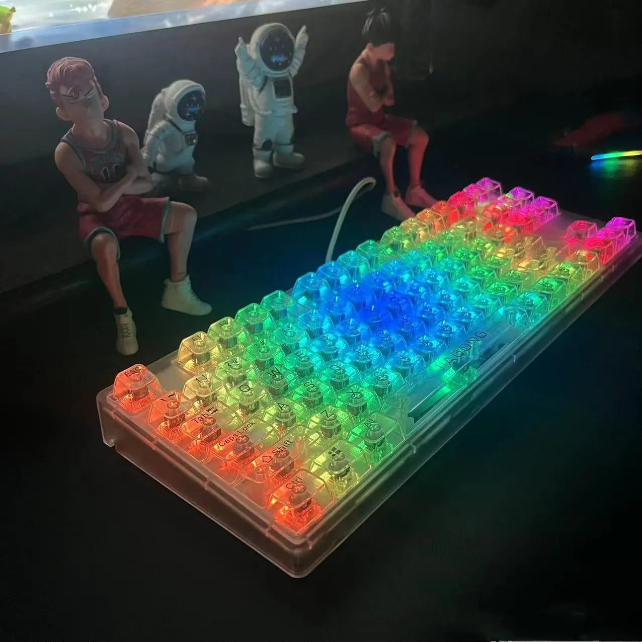 132 transparent plastic key caps for universal mechanical keyboard replacement