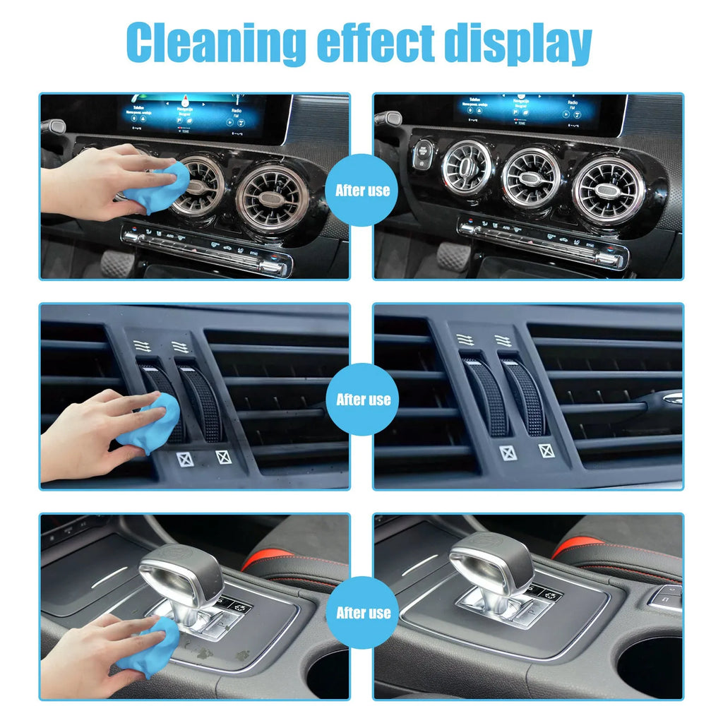 20g car cleaning putty for removing dust from interior vents and gaps, shown next to a car air vent.